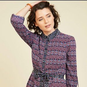 Modcloth Lace & Mesh Tie Shirt Dress